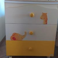 Cassettiera con Fasciatoio e vaschetta bagnetto