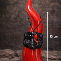 corno portafortuna napoletano rosso con maschera