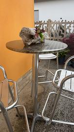 2 Tavolini con  3 sgabelli in alluminio