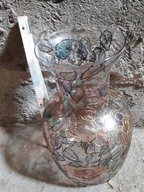 Vaso vetro decorato a mano