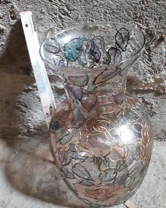 Vaso vetro decorato a mano