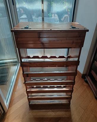 Portabottiglie con contenitore in legno