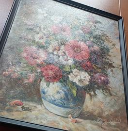 Acrilico Retouche su carta Fiori in cornice 40x50 