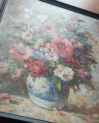 Acrilico Retouche su carta Fiori in cornice 40x50 