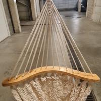amaca seduta in tessuto e legno nuova