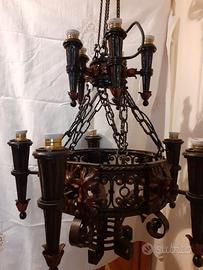 Coppia di Lampadari in ferro battuto