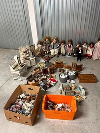 Collezione 40 bambole + mobile e accessori vintage