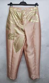 Pantaloni Vionnet Paris seta rosa e oro