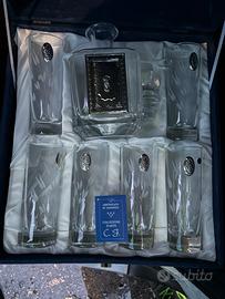 Set da liquore in cristallo e argento 925 vintage
