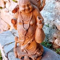 Statuetta in legno di Buddha con bambino