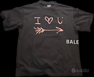 T-Shirt Unisex Size2 Balenciaga I Love U Black Tee