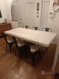 tavolo in legno piano in massello e gamba in ferro