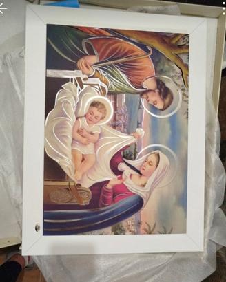 Quadro natività argento e legno