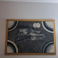 Quadro grande decorativo con cornice dorata 