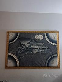 Quadro grande decorativo con cornice dorata 