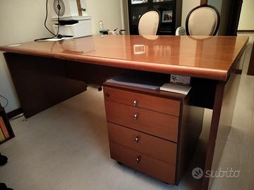 Scrivania legno massello + cassettiera