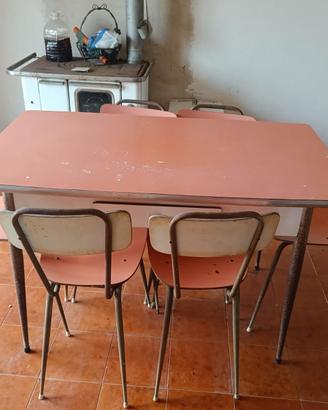 Set cucina Tavolo e 6 sedie anni 60