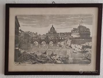 Litografia Roma Castel Sant'Angelo 