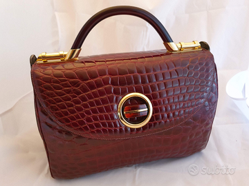 Borsa a mano in pelle cocco bordeaux