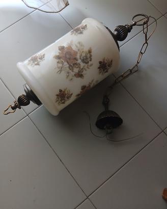 lampadario a sospensione in vetro opalino vintage 