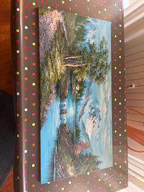 Dipinto ad olio panorama alpino