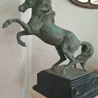 ANTICA SCULTURA BRONZO MASSICCIO CAVALLO KG 6.500