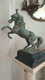 ANTICA SCULTURA BRONZO MASSICCIO CAVALLO KG 6.500