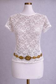 Maglietta Bianca Pizzo - Taglia M - Nuovo - Boho