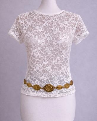 Maglietta Bianca Pizzo - Taglia M - Nuovo - Boho