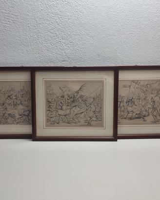Tre stampe con scene di vita del XVI secolo