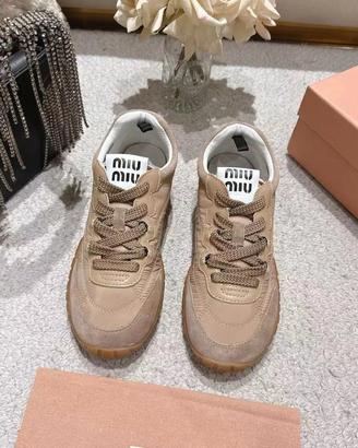 Scarpe stringate color kaki MIUMIU, taglia 38