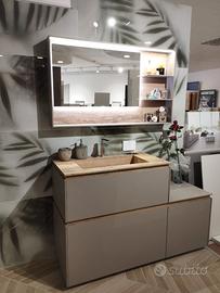 Mobile bagno cemento creta + specchiera quadro