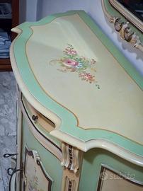 Mobile ingresso dipinto a mano con specchio