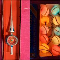 Luci natalizie vintage e puntale albero di Natale