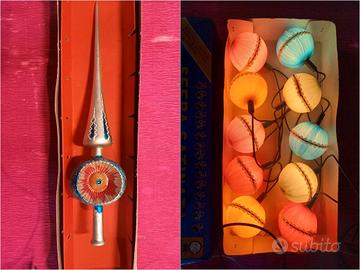 Luci natalizie vintage e puntale albero di Natale