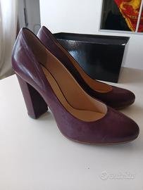 scarpe tacco color prugna