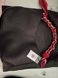 Armani Exchange Borsa nera vera pelle nuova