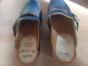 Zoccoli/Sabot n 38 in pelle e legno marca Gerla