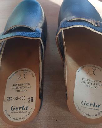 Zoccoli/Sabot n 38 in pelle e legno marca Gerla