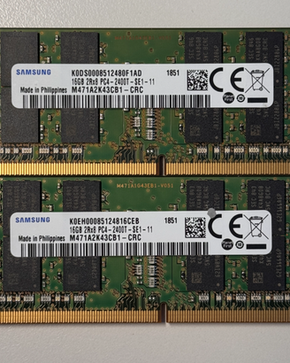 RAM laptop DDR4 SODIMM 2x16 GB 2400MHz - TOT 32GB