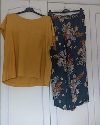 Set blusa più pantaloni pinocchietto fantasia 