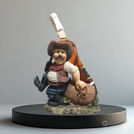 Portabottiglie cowboy vintage resina statuina