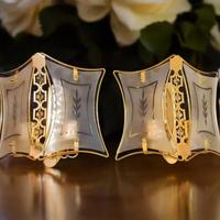 Coppia di appliques a 2 luci vetri satinati