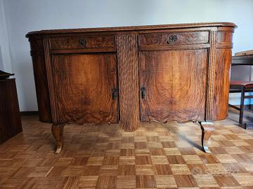 credenza madia antica legno noce + specchiera