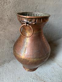 Vaso Anfora Rame Antico Portaombrelli Martellato