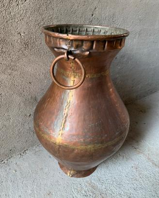 Vaso Anfora Rame Antico Portaombrelli Martellato