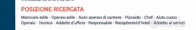 Candidatura – Disponibilità immediata