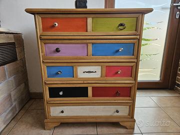 Cassettiera Vintage con Cassetti Colorati