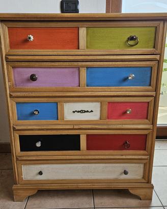 Cassettiera Vintage con Cassetti Colorati