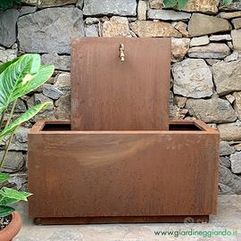 FONTANA IN ACCIAIO CORTEN CON VASCA LARGA